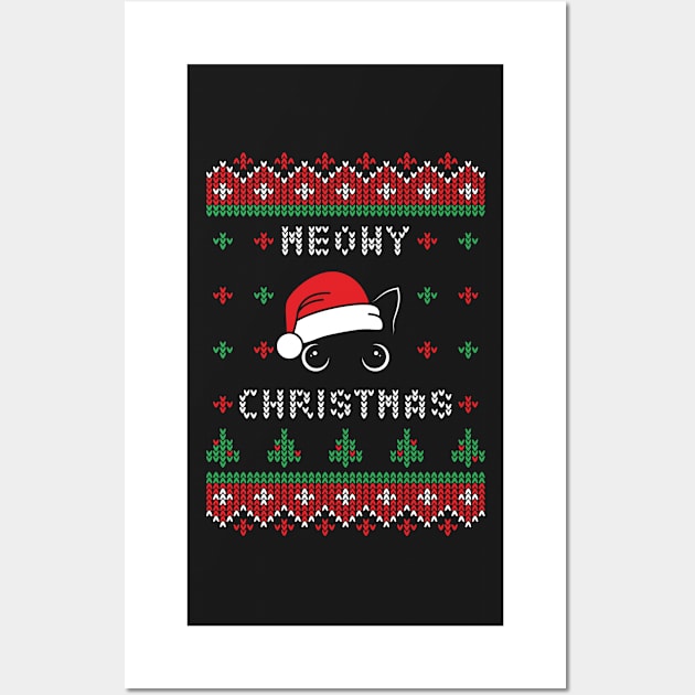 Meowy Christmas Wall Art by ChicGraphix